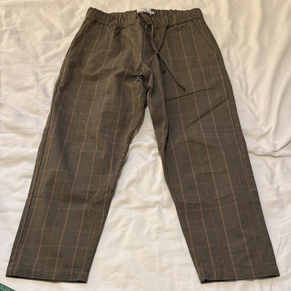 Men's Tan Plaid Chino Pants